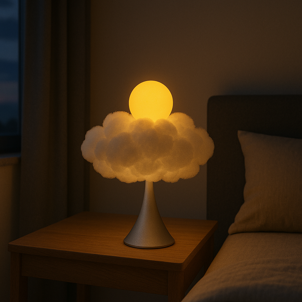 Smartcloud on a bedside table showing a calm morning light
